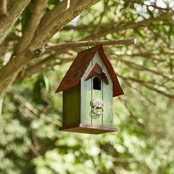 NEW 10" H Rustic Wooden Bird House Garden Distressed Decorative - Picture 7 of 8